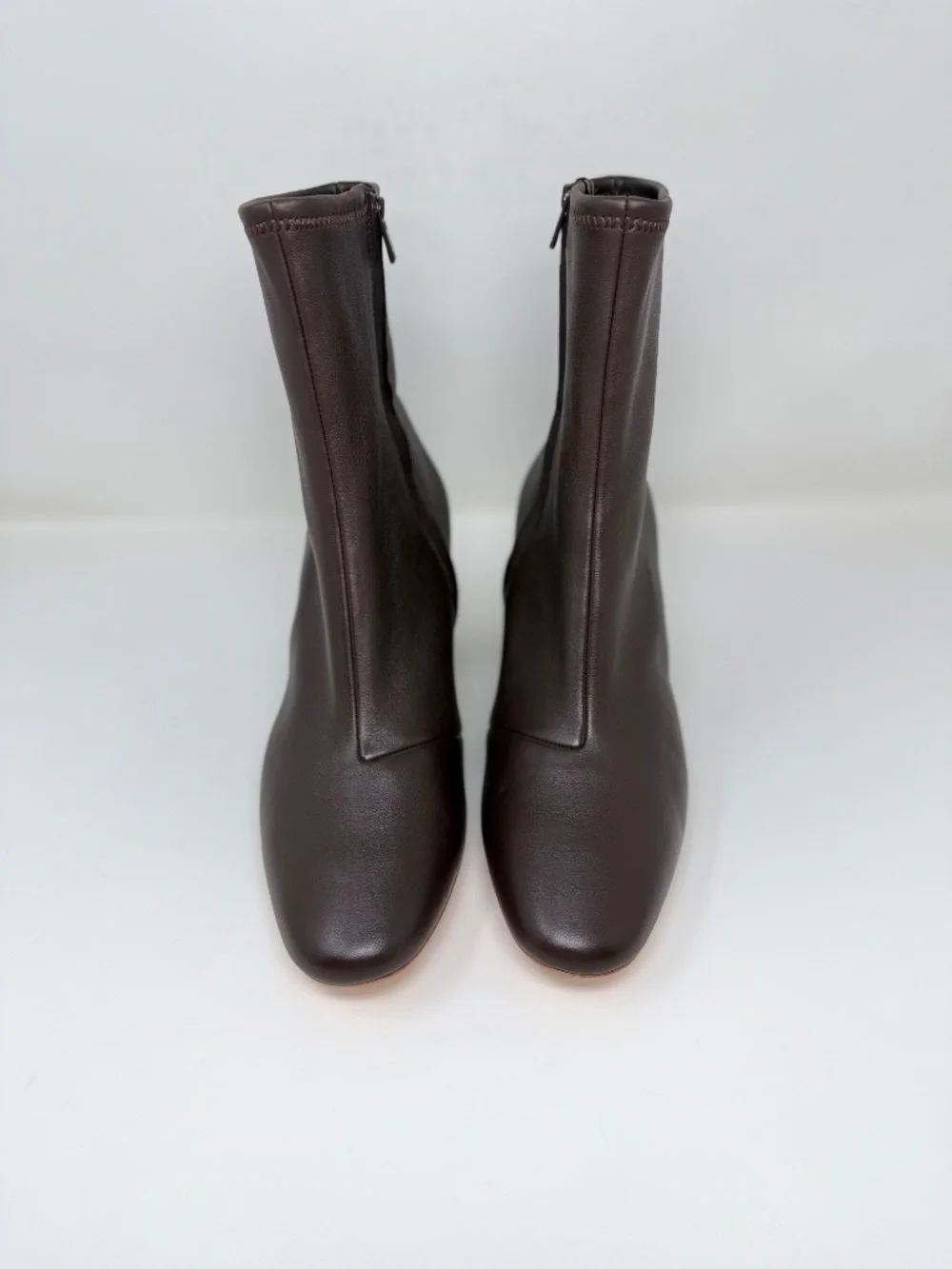 New Loeffler Randall Elise Brown Leather Stretch Bootie Sz 9.5
